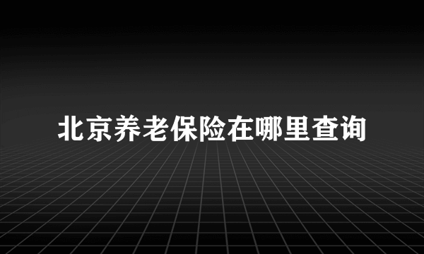 北京养老保险在哪里查询