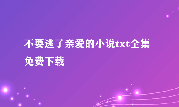 不要逃了亲爱的小说txt全集免费下载