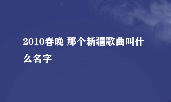 2010春晚 那个新疆歌曲叫什么名字