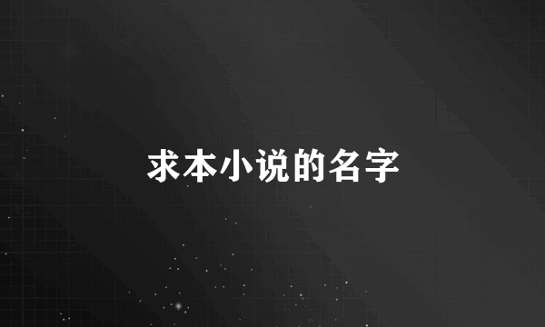 求本小说的名字