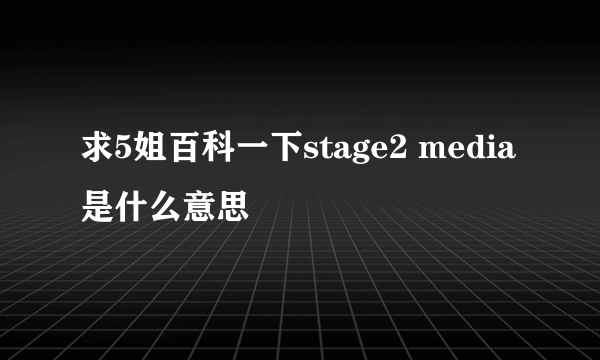 求5姐百科一下stage2 media是什么意思