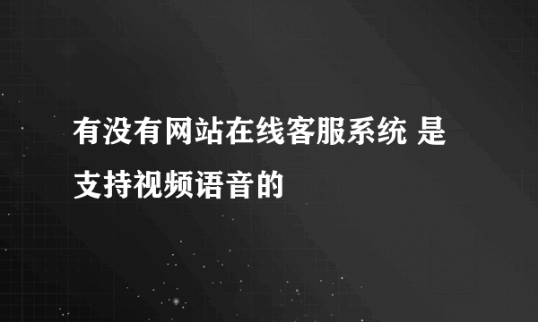 有没有网站在线客服系统 是支持视频语音的