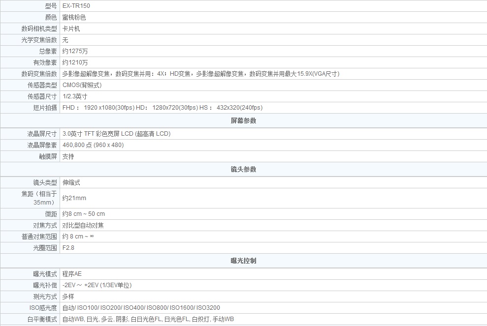 卡西欧tr150有内设wifi吗