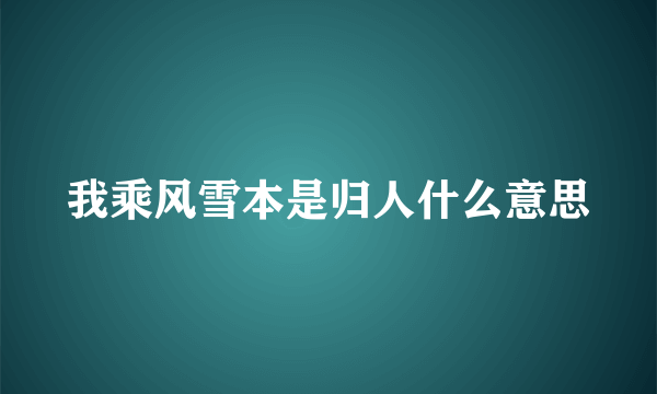 我乘风雪本是归人什么意思