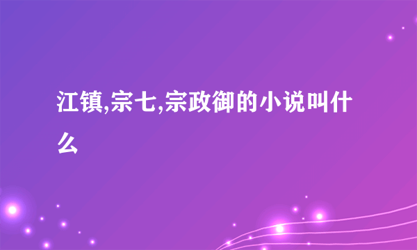 江镇,宗七,宗政御的小说叫什么