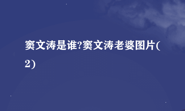 窦文涛是谁?窦文涛老婆图片(2)