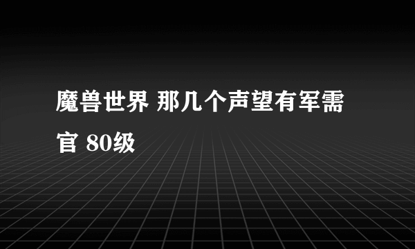 魔兽世界 那几个声望有军需官 80级