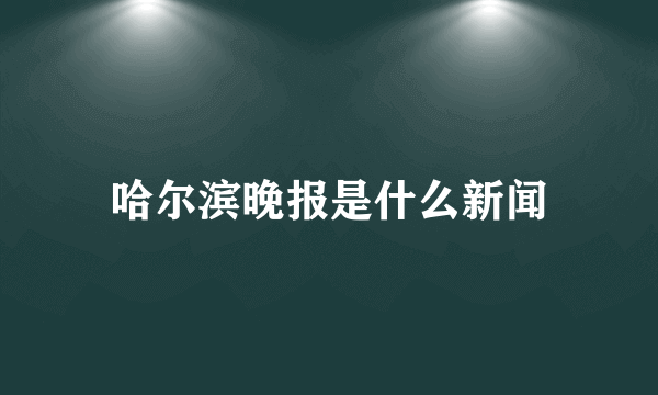 哈尔滨晚报是什么新闻