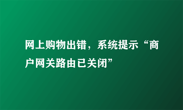 网上购物出错，系统提示“商户网关路由已关闭”