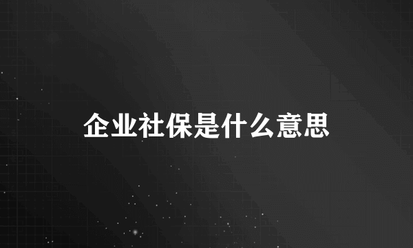 企业社保是什么意思