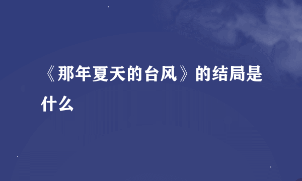 《那年夏天的台风》的结局是什么