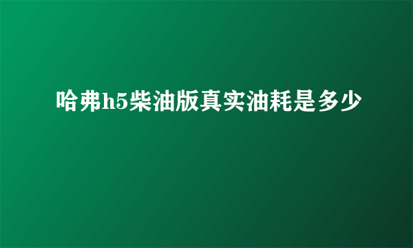 哈弗h5柴油版真实油耗是多少