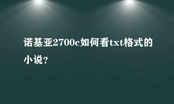 诺基亚2700c如何看txt格式的小说？