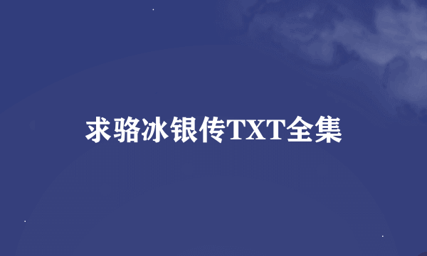 求骆冰银传TXT全集