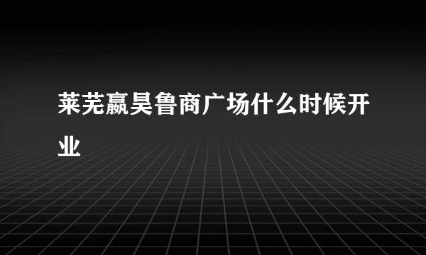 莱芜嬴昊鲁商广场什么时候开业