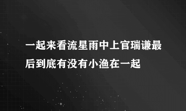 一起来看流星雨中上官瑞谦最后到底有没有小渔在一起