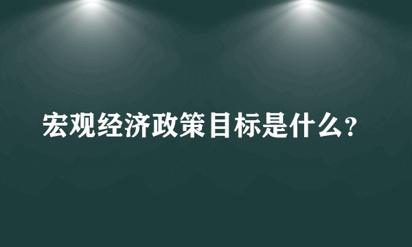 宏观经济政策目标是什么？