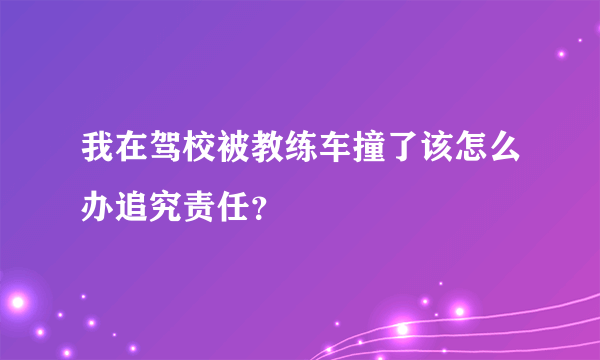 我在驾校被教练车撞了该怎么办追究责任？