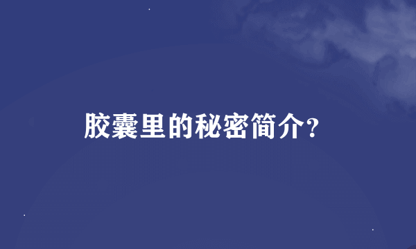 胶囊里的秘密简介？