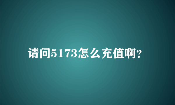 请问5173怎么充值啊？