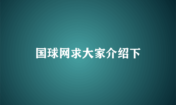 国球网求大家介绍下