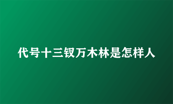 代号十三钗万木林是怎样人