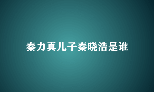 秦力真儿子秦晓浩是谁