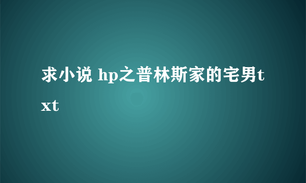 求小说 hp之普林斯家的宅男txt