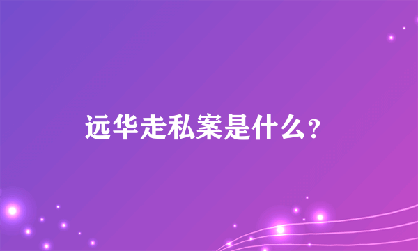 远华走私案是什么？