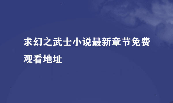 求幻之武士小说最新章节免费观看地址