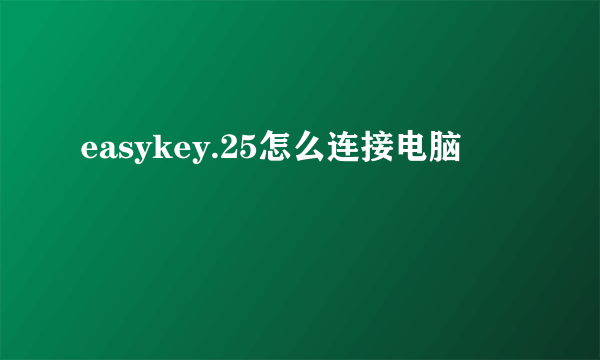 easykey.25怎么连接电脑