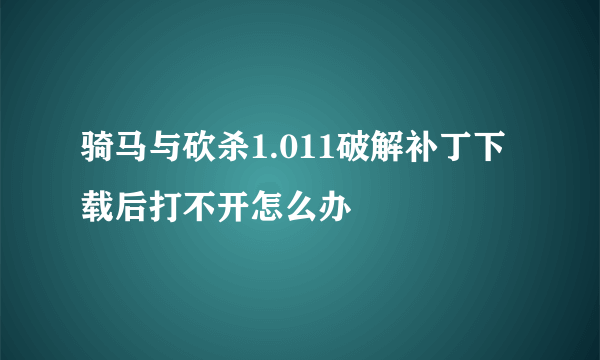 骑马与砍杀1.011破解补丁下载后打不开怎么办