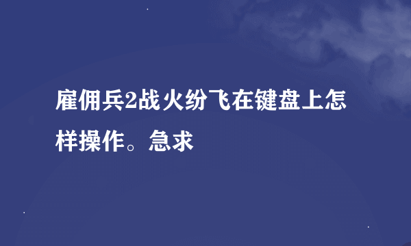 雇佣兵2战火纷飞在键盘上怎样操作。急求