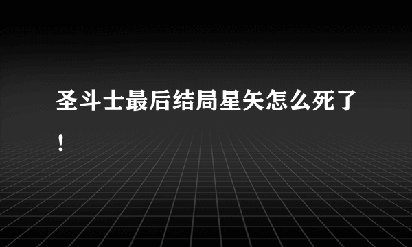 圣斗士最后结局星矢怎么死了！