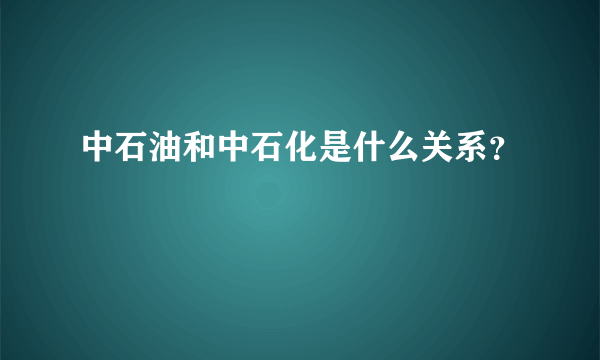 中石油和中石化是什么关系？