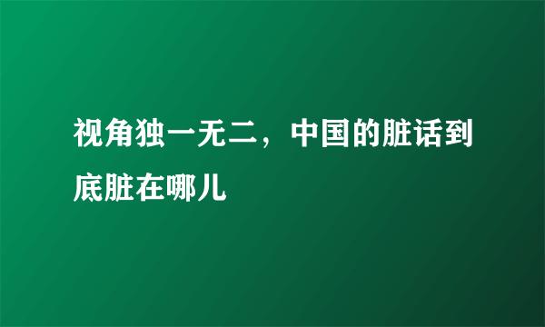 视角独一无二，中国的脏话到底脏在哪儿