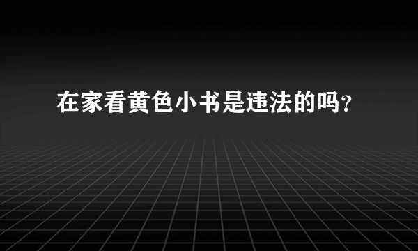 在家看黄色小书是违法的吗？