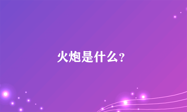 火炮是什么？