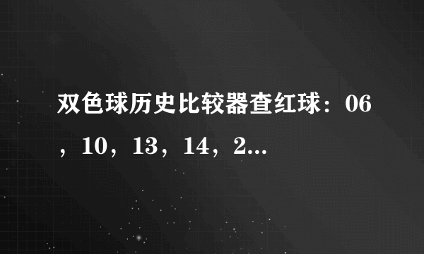 双色球历史比较器查红球：06，10，13，14，22，26中过吗？