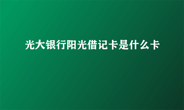 光大银行阳光借记卡是什么卡