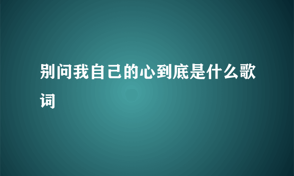 别问我自己的心到底是什么歌词