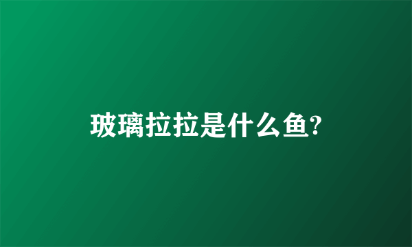 玻璃拉拉是什么鱼?