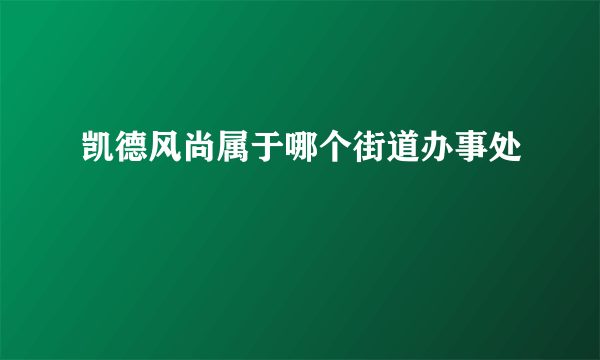 凯德风尚属于哪个街道办事处