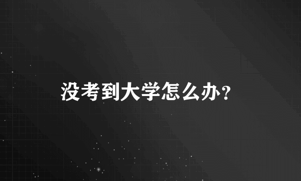 没考到大学怎么办？