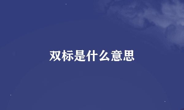 双标是什么意思