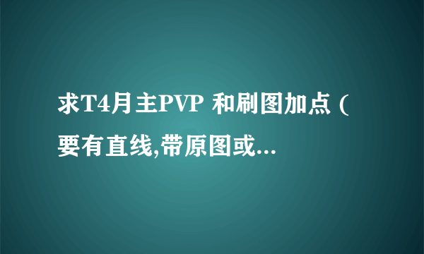 求T4月主PVP 和刷图加点 (要有直线,带原图或模拟器) 谢谢啦!