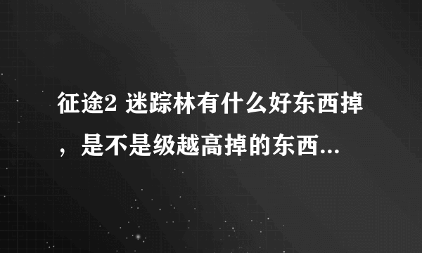 征途2 迷踪林有什么好东西掉，是不是级越高掉的东西就越值钱？