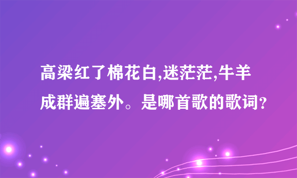 高梁红了棉花白,迷茫茫,牛羊成群遍塞外。是哪首歌的歌词？