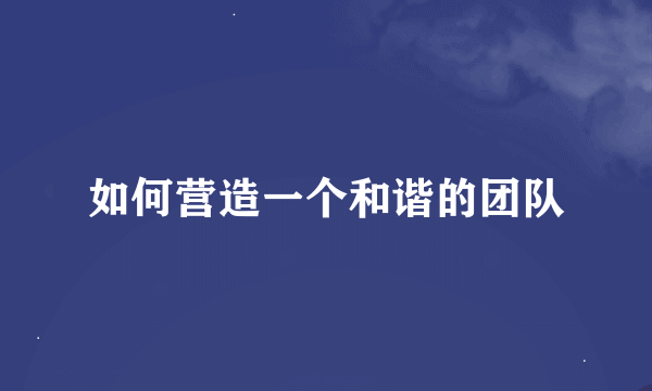 如何营造一个和谐的团队