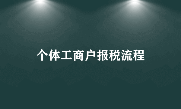 个体工商户报税流程